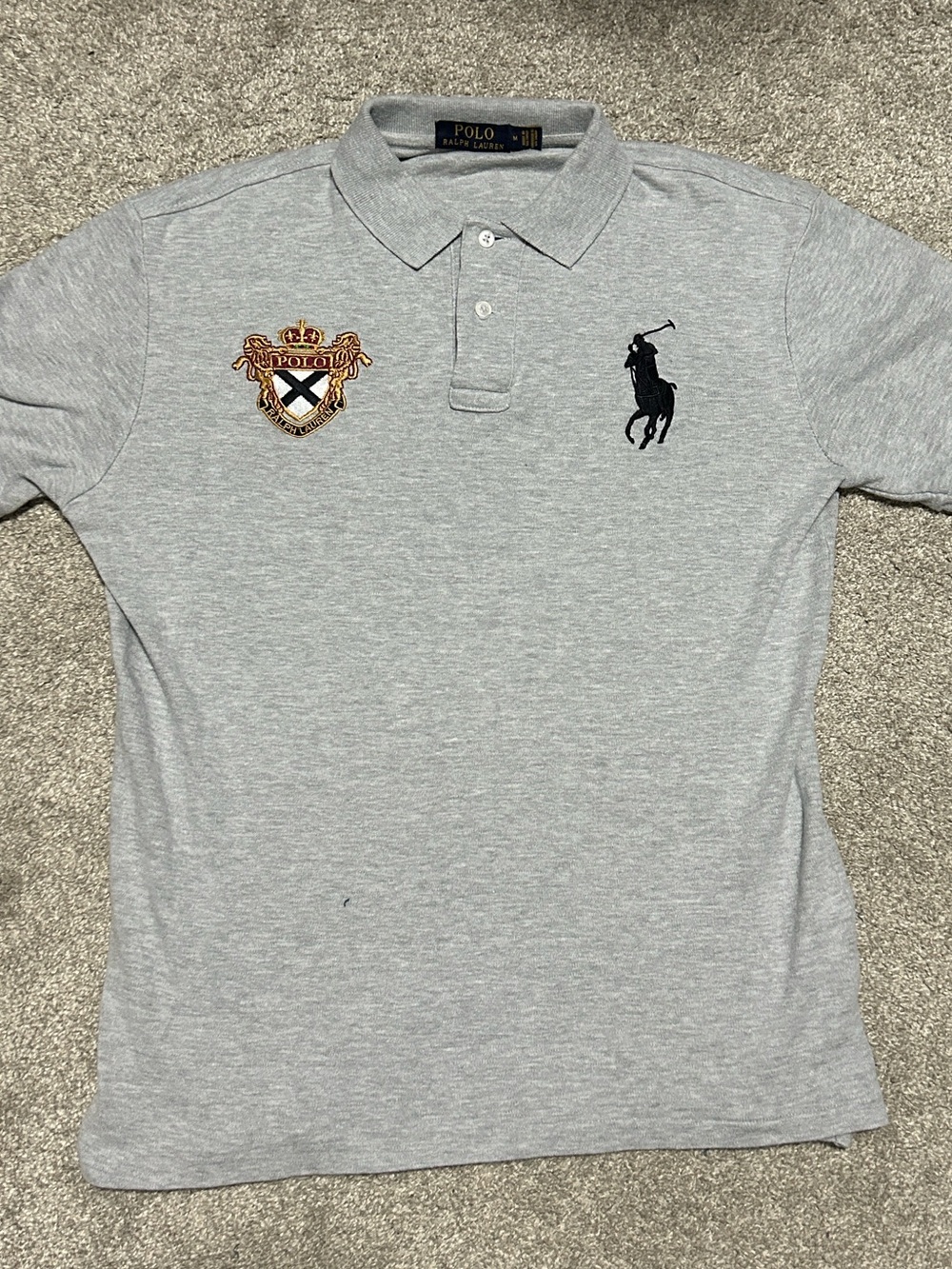 Vintage Polo Ralph Lauren Big Pony Grey Polo Medium